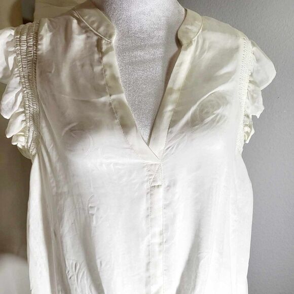 Prelove Current Air Los Angeles small white top with ruffle sleeves. - Picture 1 of 11
